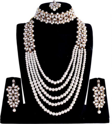 3SIX5 Alloy Silver White Jewellery Set(Pack of 1)