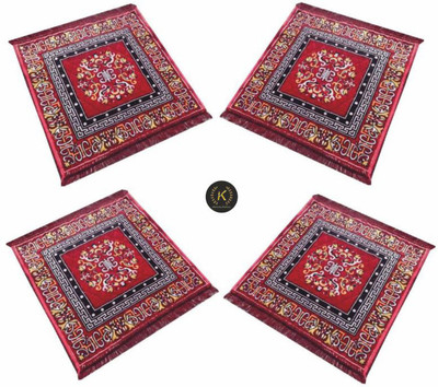 P K Handloom Velvet Prayer Mat(Marron, Medium, Pack of 4)