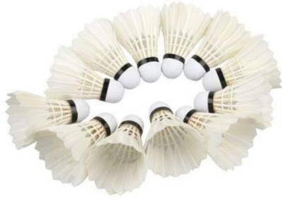 raj enterprises Badminton Shuttle Cock Feather Feather Shuttle  - White(Fast, 79, Pack of 10)