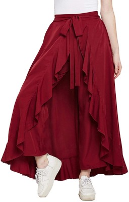 aaliya fashion Solid Women Flared Maroon Skirt