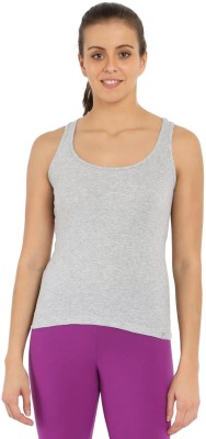 JOCKEY Casual Sleeveless Solid Women Grey Top