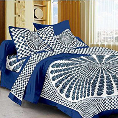 E ELMA 210 TC Cotton Double Abstract Flat Bedsheet(Pack of 1, Multicolor)