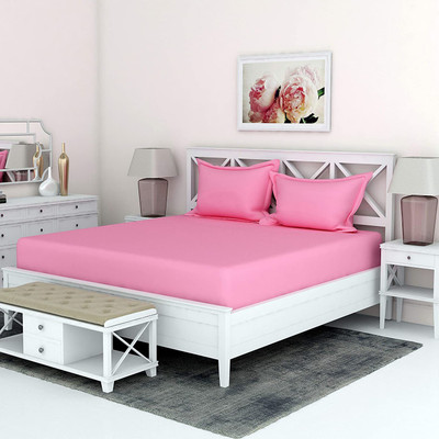 Divine Homes Polycotton Double Flat 130 TC Solid Bedsheet(Pack of 1, Baby Pink)