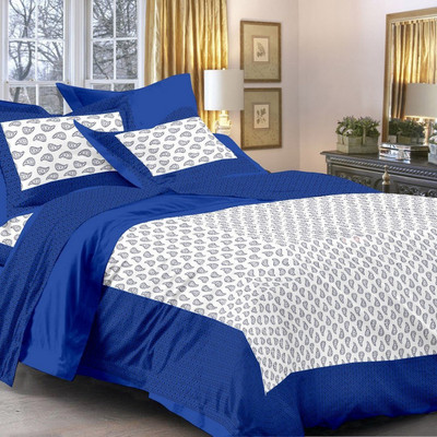 E ELMA Cotton Double Flat 144 TC Jaipuri Prints Bedsheet(Pack of 1, Multicolor)