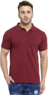 Polo Plus Solid Men Polo Neck Maroon T-Shirt