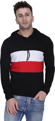 VANDITA FASHION Colorblock Men Hooded Neck Red, White, Black T-Shirt