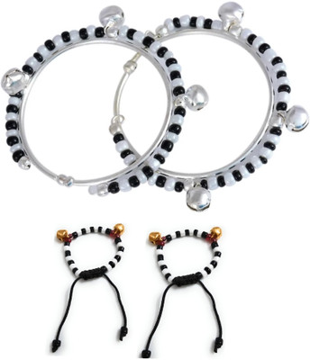 SMARNN Metal Silver Bangle Set(Pack of 4)