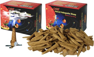 OCB Organic Natural Navagraha Dhoop | Made by Desi Cow Dung | No Chemical Used This Dhoop Agarbatti Incense Sticks (100Piece X 2Box) Sandal Dhoop(Pack of 2)