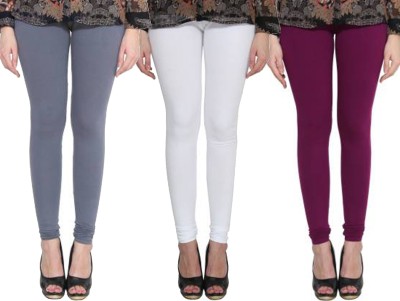 Clarita Churidar  Western Wear Legging(Grey, White, Purple, Solid)