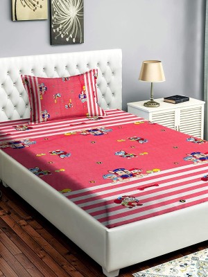 Skytex 100 TC Cotton Single Cartoon Flat Bedsheet(Pack of 1, Pink)