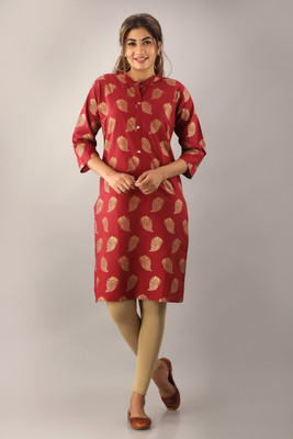 Surhi Women Printed Straight Kurta(Maroon)
