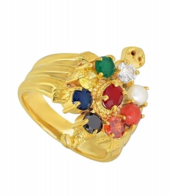 PARTH GEMS Zinc, Nickel, Copper, Cobalt Ruby, Sapphire, Emerald, Pearl Gold Plated Ring