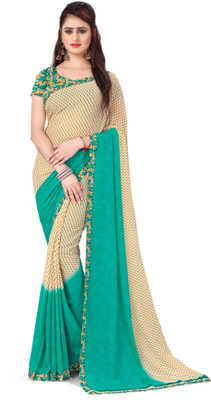 ANAND Printed, Paisley, Ombre, Floral Print Daily Wear Georgette Saree(Cream)