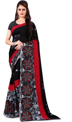 Anand Printed, Paisley, Ombre, Checkered Daily Wear Georgette Saree(Black, Grey)