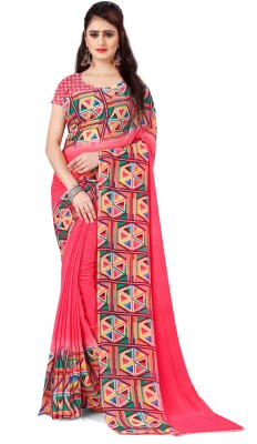 Anand Printed, Geometric Print Daily Wear Georgette Saree(Multicolor, Pink)