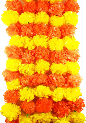 La Esthetic Multicolor Marigold Artificial Flower(61 inch, Pack of 5, Garlands)