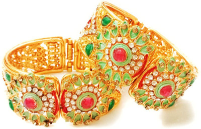 SMARNN Metal Crystal Gold-plated Bangle Set(Pack of 2)