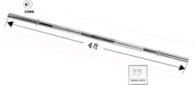 L'AVENIR Gym & Fitness 4ft STRONG & HEAVY DUTY STRAIGHT ROD (23mm) with Rod LOCKS Weight Lifting Bar(Silver)