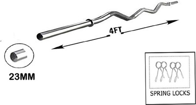 L'AVENIR Gym & Fitness 4ft BEND / CURL / EZ Rod (23mm) with Rod LOCKS Weight Lifting Bar(Silver)