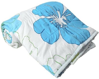 YASH BLENCKET Printed, Floral Single AC Blanket for  Heavy Winter(Cotton, White, Blue)