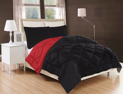 SIE STORE Solid Double Comforter for  Heavy Winter(Poly Cotton, Maroon & Black)