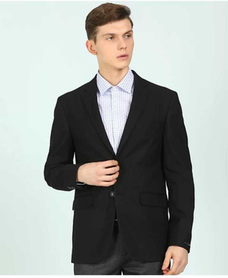 JAGDAMBA Solid Single Breasted Formal, Casual Men Blazer(Black)