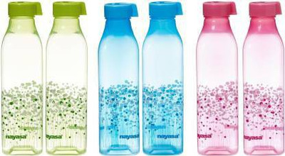 NAYASA 1000 ml Plastic Bottle(Pack of 6, Multicolor)