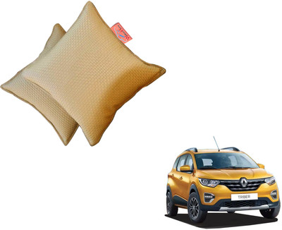 WolkomHome Beige Fabric Car Pillow Cushion for Universal For Car(Square, Pack of 2)