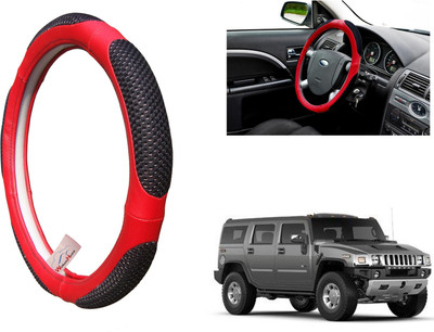 WolkomHome Steering Cover For Universal For Car Universal For Car(Red black, Leather)