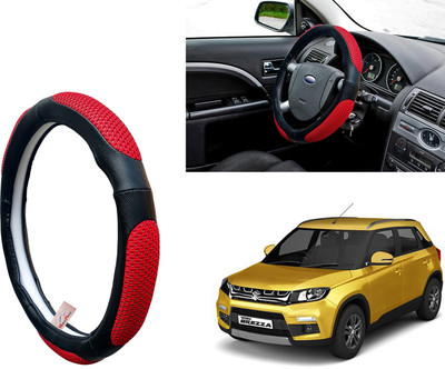 WolkomHome Steering Cover For Universal For Car Universal For Car(Red black, Leather)
