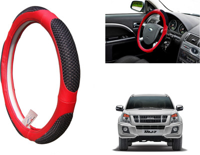 WolkomHome Steering Cover For Universal For Car Universal For Car(Red black, Leather)