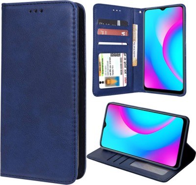 Unistuff Flip Cover for Realme C15(Blue, Dual Protection, Pack of: 1)