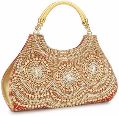 PURSEO Party, Casual Red, Gold  Clutch