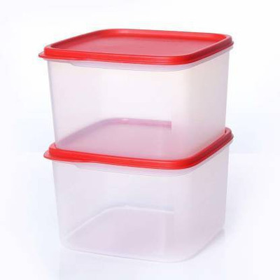 TUPPERWARE Plastic Grocery Container  - 2 L(Pack of 2, Red, Clear)