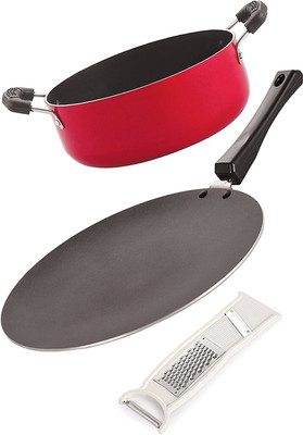 NIRLON CT12_3 in 1 Slicer_CS22 Non-Stick Coated Cookware Set(PTFE (Non-stick), Aluminium, 3 - Piece)