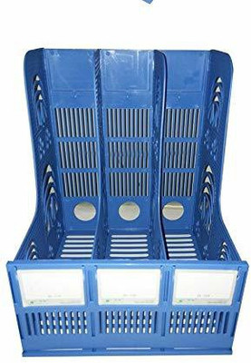 DITCAFOS 3 Compartments plastic File Holder(Blue)