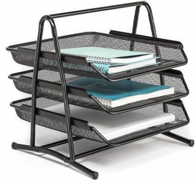 Utkarsh Enterprise 3 Compartments metal file holder(Black)