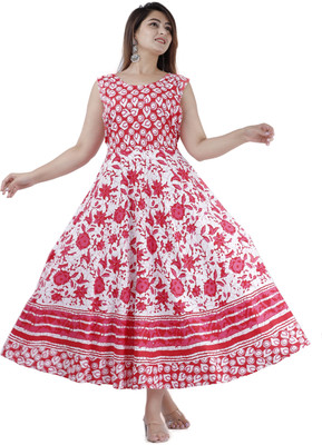 Shakshi Creations Women Fit and Flare Red Below Knee Dress