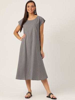 InWeave Women A-line Grey Dress