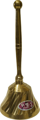 salvusappsolutions Handmade Handheld Brass Bell with Unique Handle|| Brass Pooja Puja Bell Ghanti for Poojan Purpose- 4 Inch Brass Pooja Bell(Gold, Pack of 1)