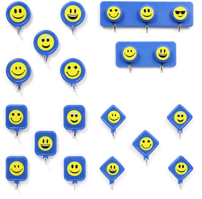 Tiamo Blue Plastic Self adhesive Hook Made in India set combos used on all surfaces Hook 20(Pack of 4)