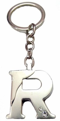 V E Alphabet Letter R Metal Silver Key Ring for Men and Women Key Chain(Silver)