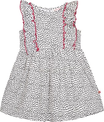 BUDDING BEES Girls Midi/Knee Length Casual Dress(White, Sleeveless)