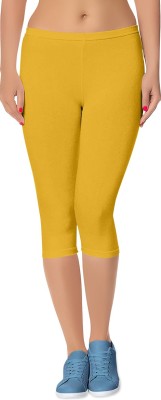 FABRIKA16 3/4th/Calf Length Western Wear Legging(Yellow, Solid)