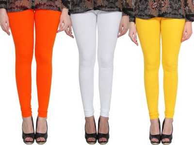 Clarita Churidar  Western Wear Legging(Orange, White, Yellow, Solid)