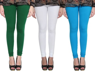 Clarita Churidar  Western Wear Legging(Dark Green, White, Light Blue, Solid)