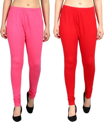 DIAZ Churidar  Ethnic Wear Legging(Pink, Red, Solid)