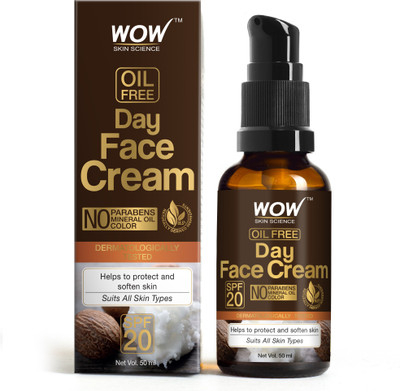 WOW SKIN SCIENCE Day Face Cream - SPF 20 - with Rosehip Oil & Shea Butter - OIL FREE - Quick Absorbing - Protect & Soften Skin - No Parabens, Mineral Oil & Color - 50mL(50 ml)