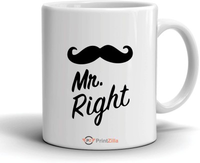 PrintZilla Mrs. Always Right With Kiss Symbol Printed Coffee Ceramic Ceramic Coffee Mug(325 ml)