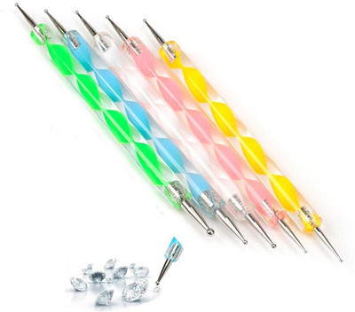MACPLUS 1 TOP 5Pcs 2 Way Dotting Tools Marbling Tool Nail Art Dotticure Tool Doting Pen Nail Art Tools (Multi)(WHITE)